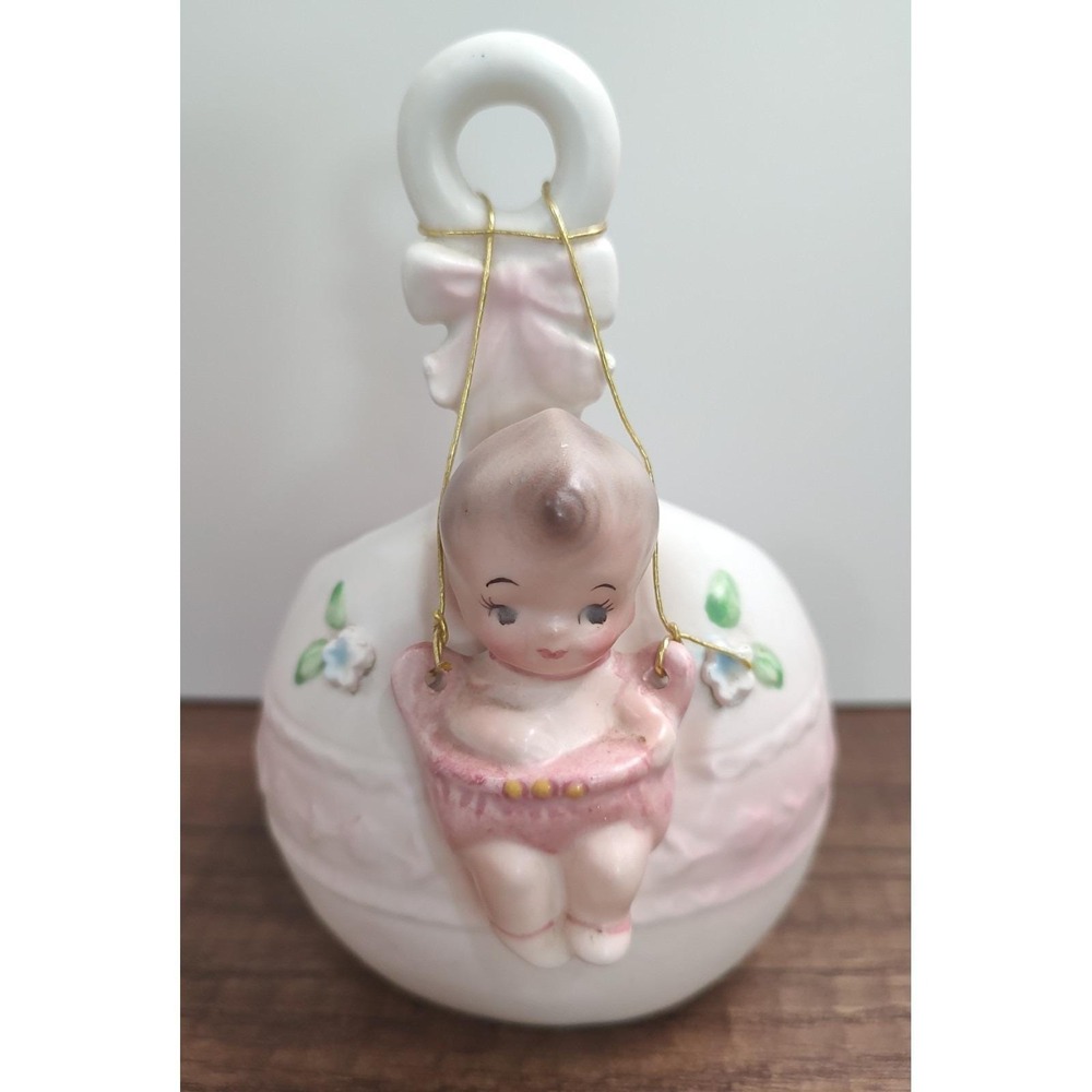 Baby Swing Figurine Ruben Planter Flower Vase Ceramic Porcelain Hand Paint Japan